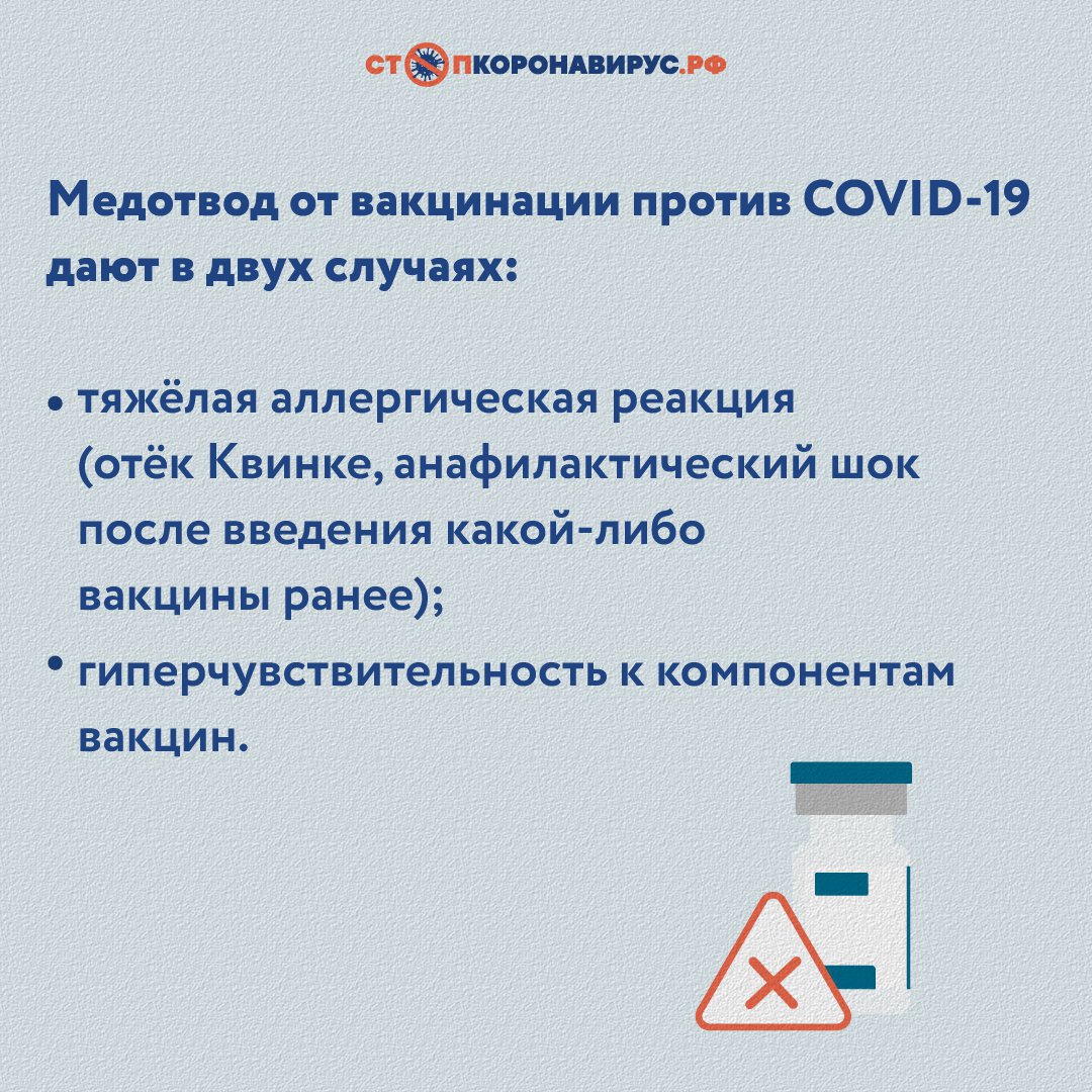 Что может стать основанием для медотвода от вакцинации?