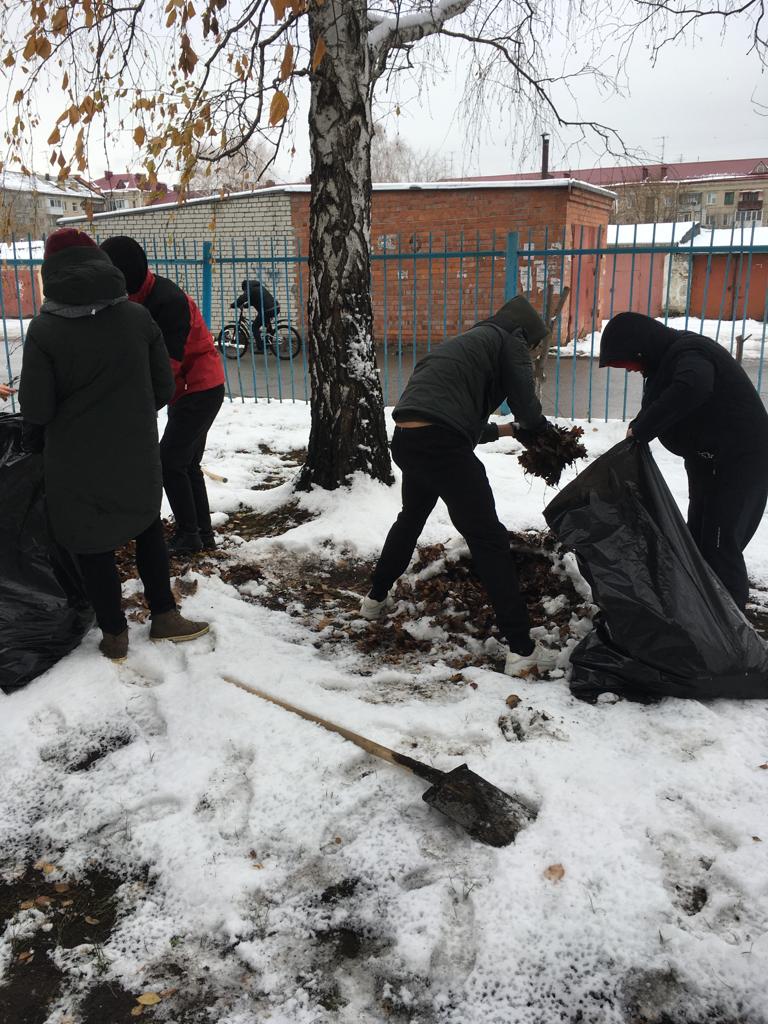 Студенты трудового отряда Курганского базового медицинского колледжа приняли участие в субботнике на территории Курганской областной станции переливания крови