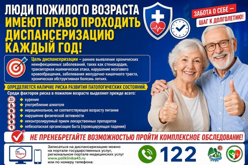 Люди пожилого возраста имеют право проходить диспансеризацию каждый год