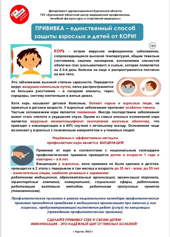Прививка - единственный способ защиты взрослых и детей от кори!