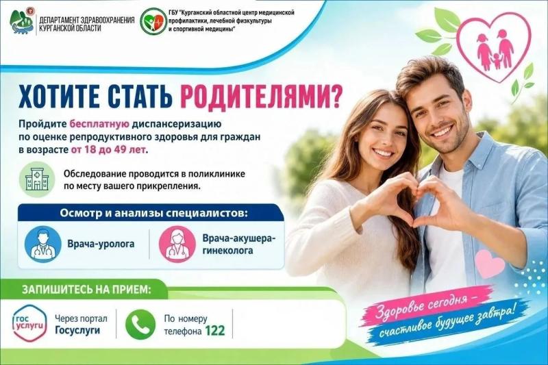 Мужчин и женщин в возрасте 18-49 лет приглашают пройти диспансеризацию по оценке репродуктивного здоровья
